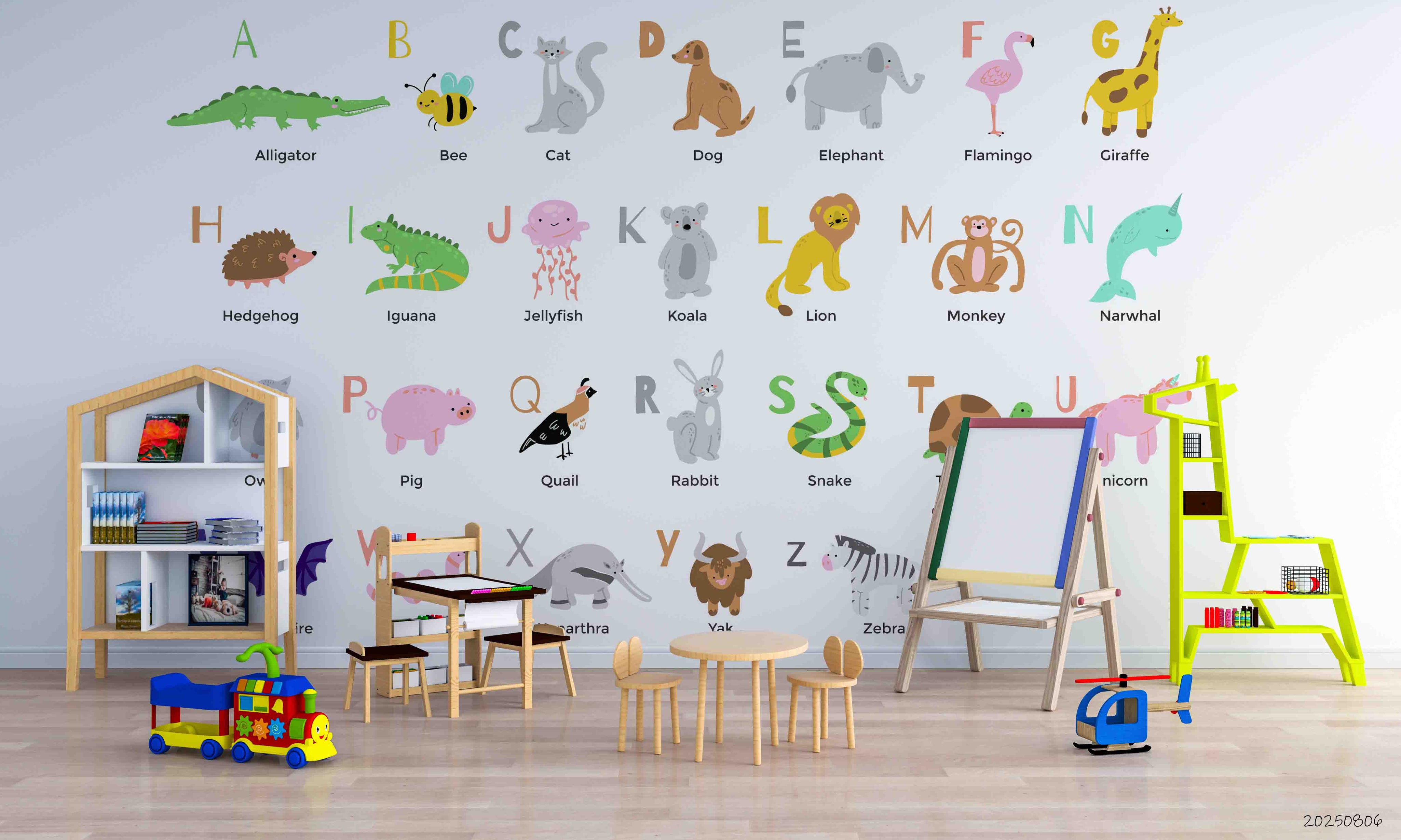 3D Childcare Nursery School Cartoon Kids Animals Letters Wall Mural Wallpaper JN 65