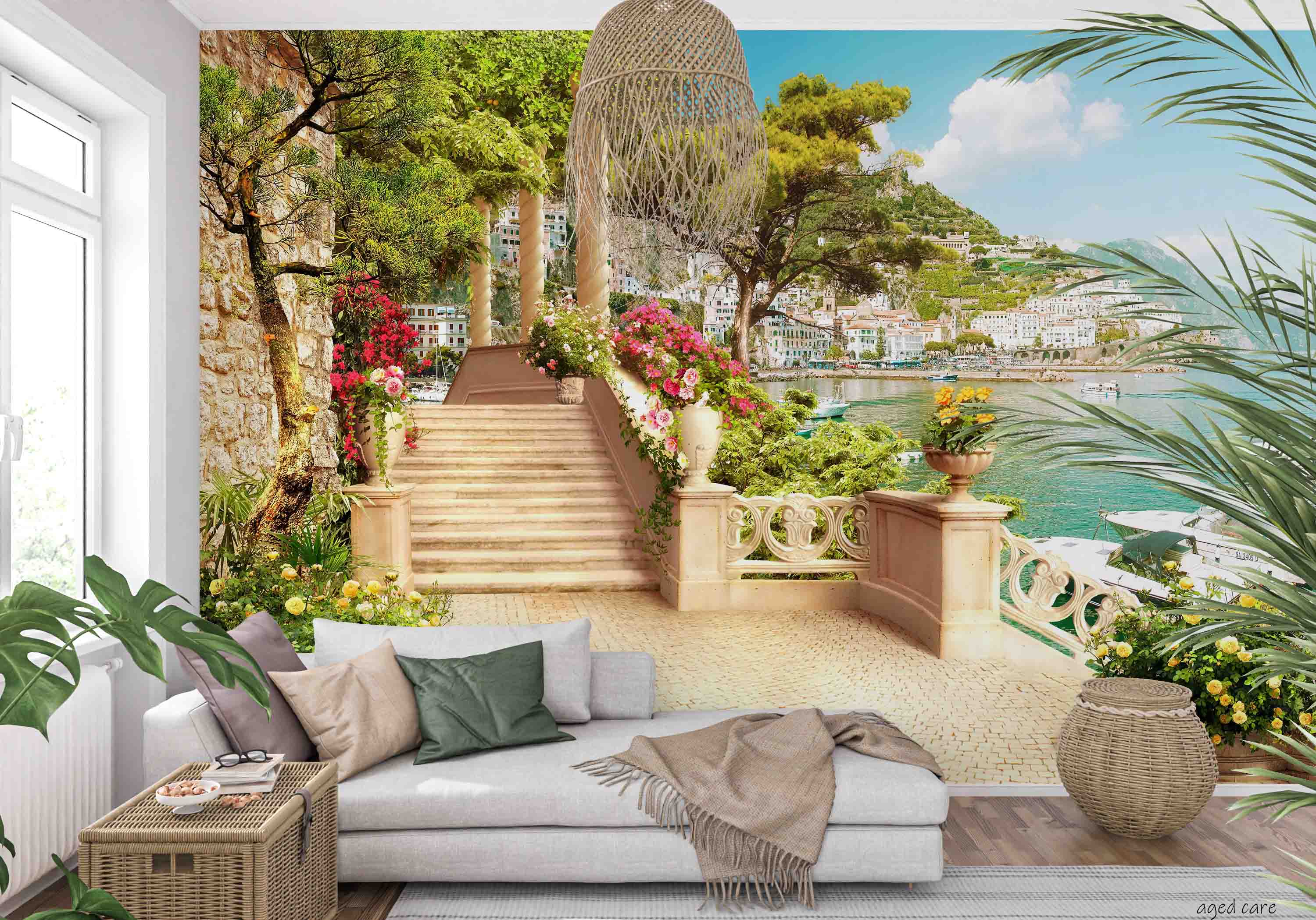 3D Aged Care Retirement Home Gerocomium Rest Home Sea Scenery Wall Mural Wallpaper 13