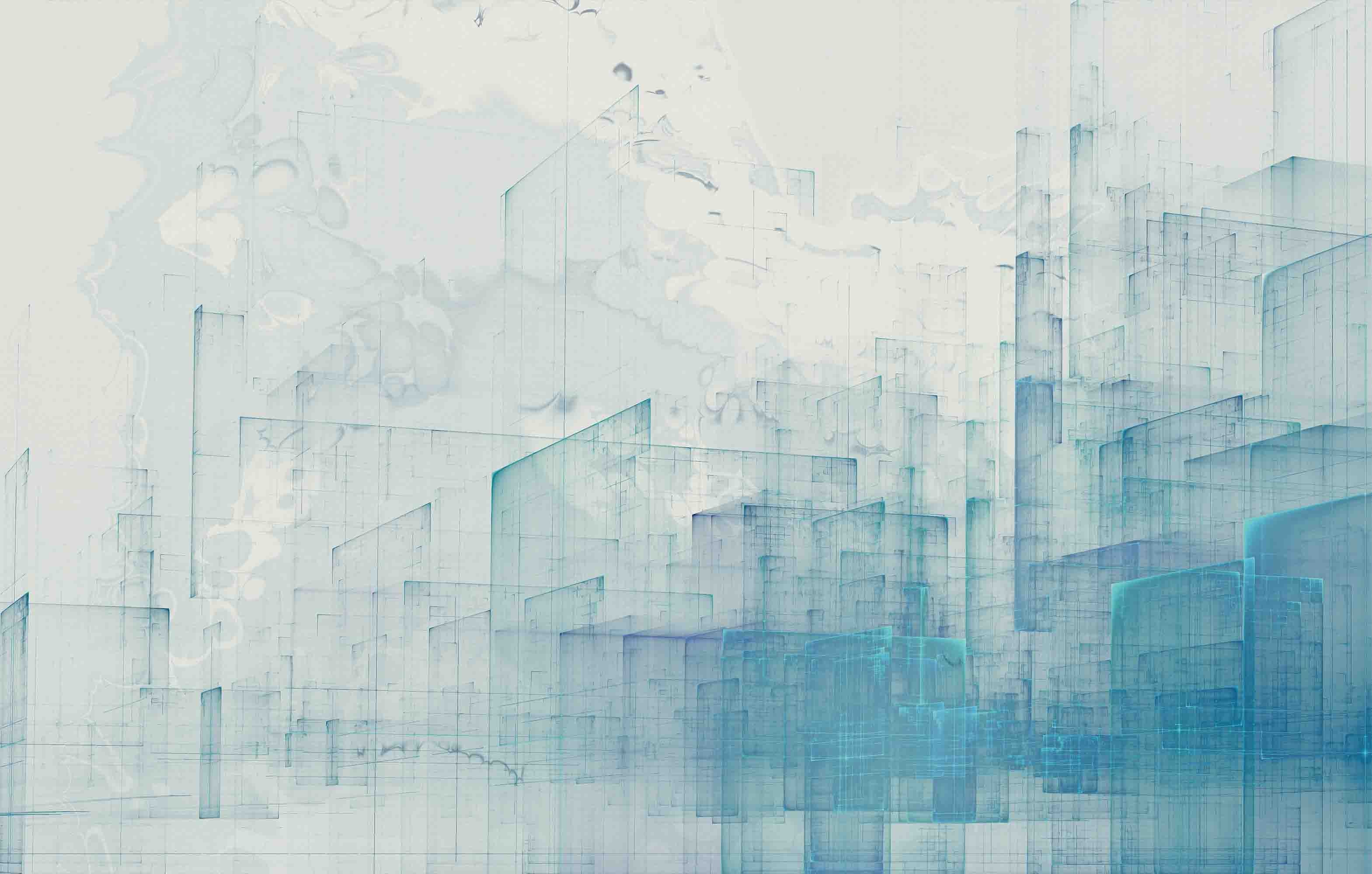 3D Abstract Line  Rectangle Blue White Wall Mural Wallpaper YXL 25- Jess Art Decoration