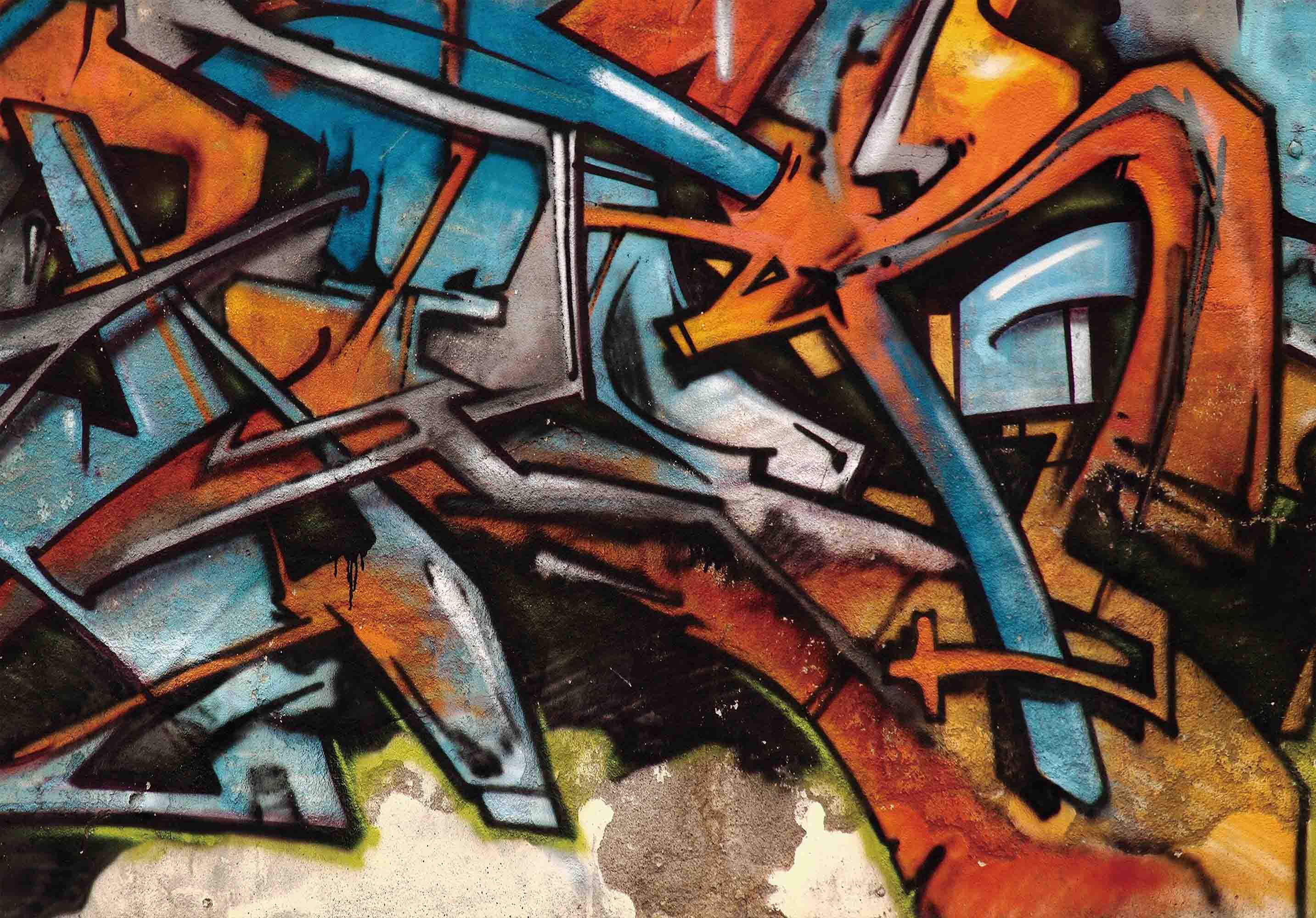 3D Graffiti Line Croci Blue Black Wall Mural Wallpaper YXL 3- Jess Art Decoration