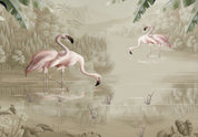 3D Animal Flamingo River Reed Leaf Wall Mural Wallpaper YXL 5- Jess Art Decoration