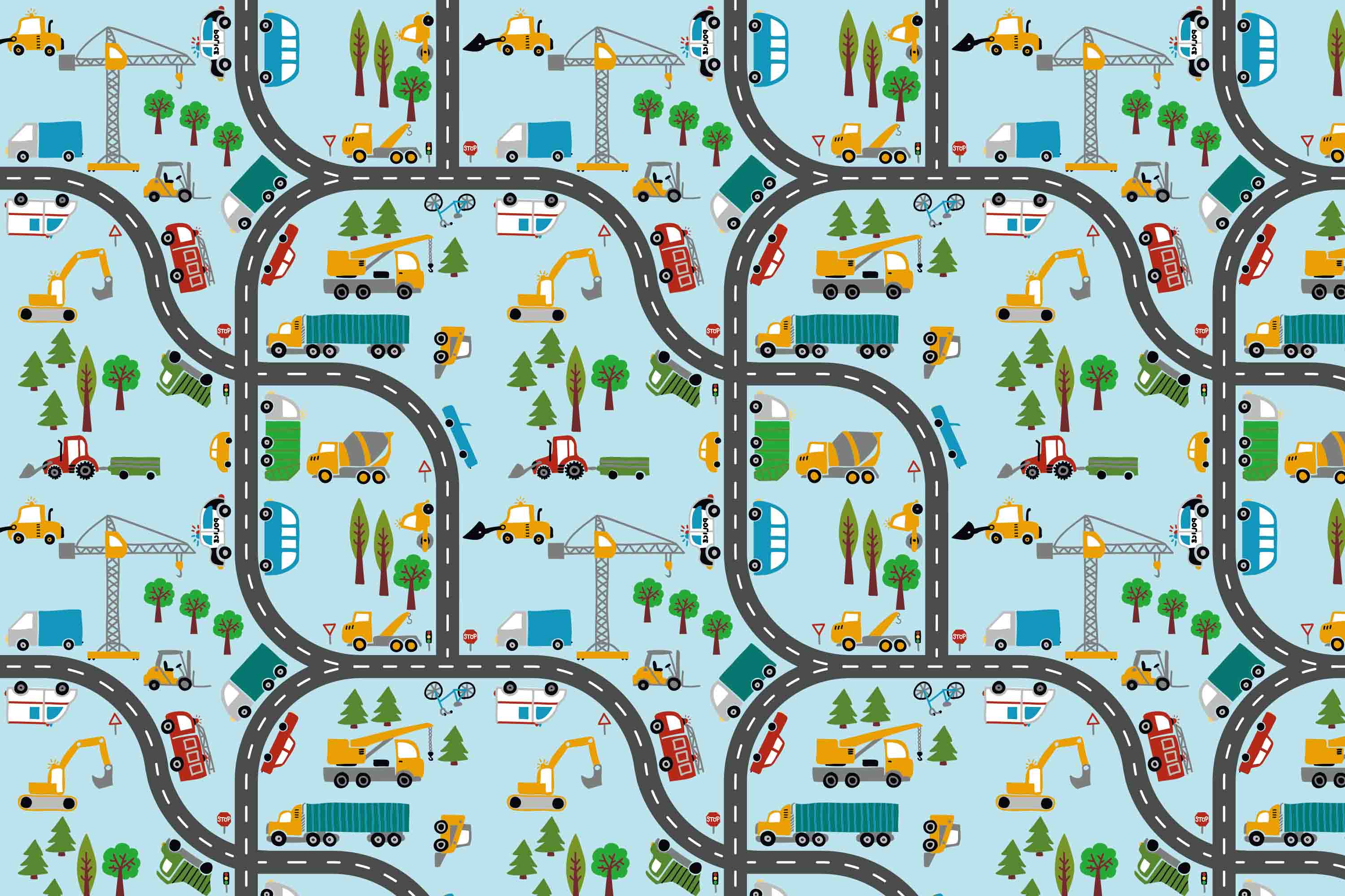 3D Cartoon Trucks Track Automobile Agitating Lorry Wall Mural Wallpaper YXL 2610