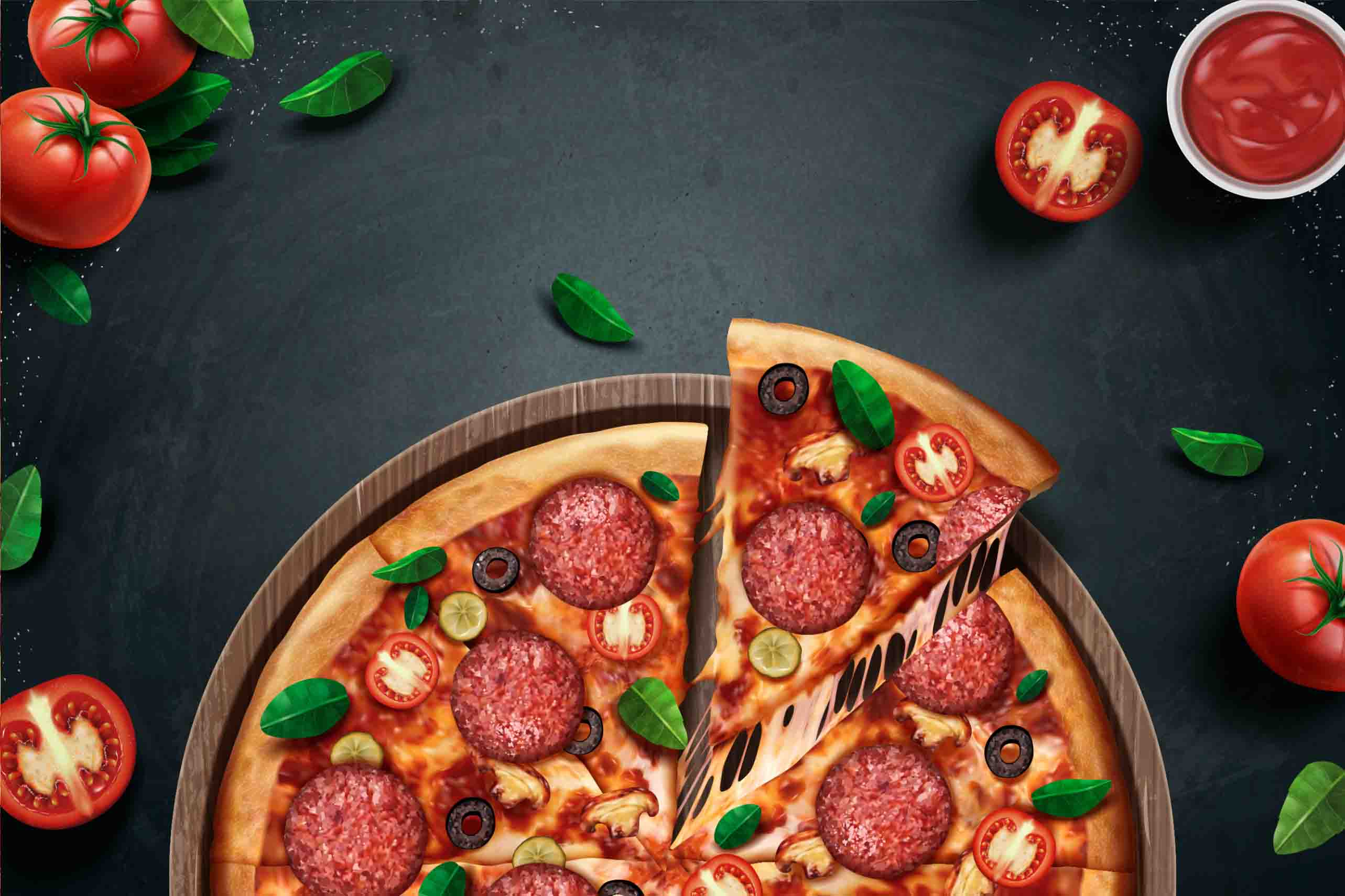 3D Restaurant Snack Bar Diner Fast Food Pizza Wall Mural Wallpaper 26