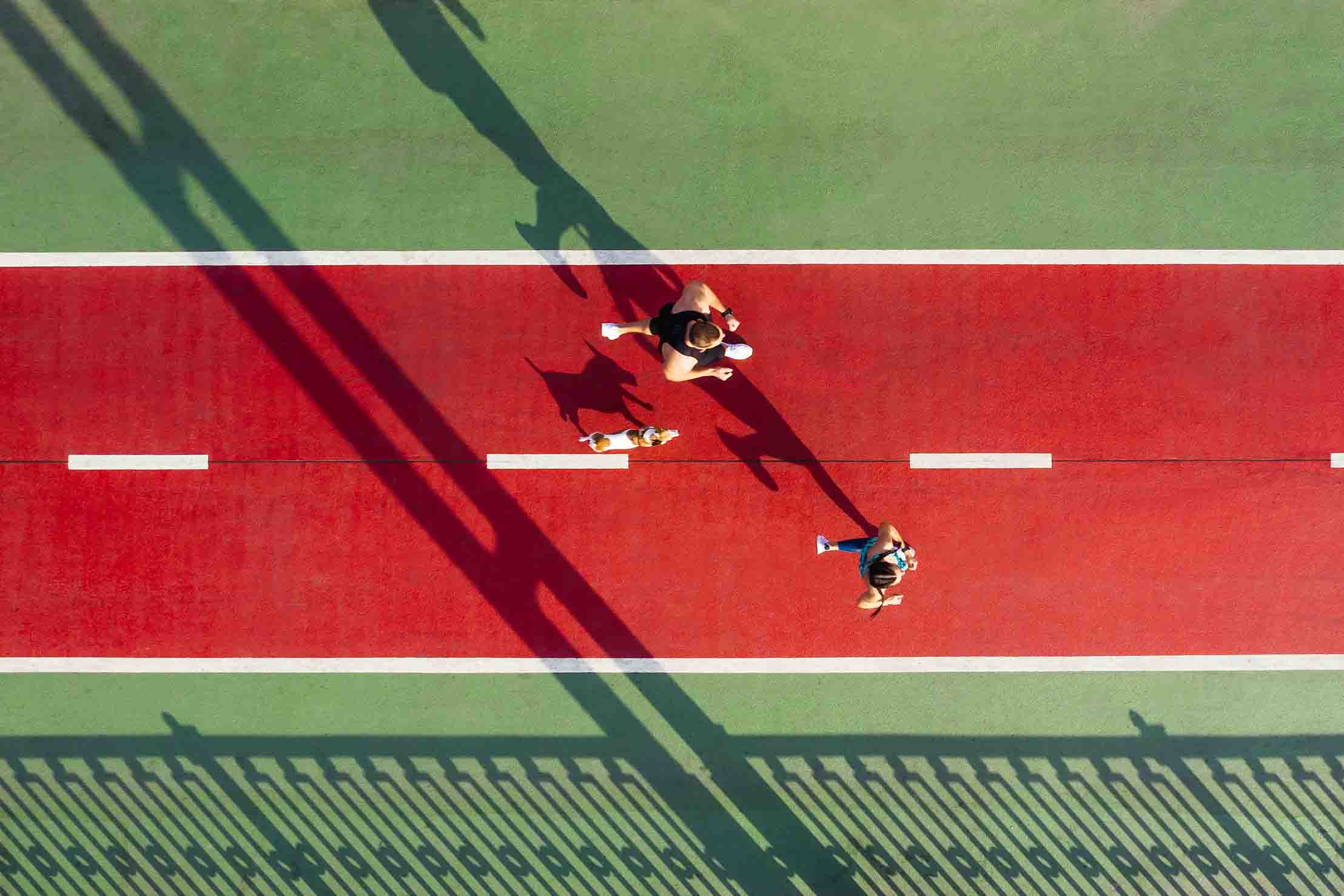 3D Woman Man Stadium Running Line Wall Mural Wallpaper YXL 109