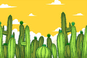 3D Yellow Cactus Sky playful desert cactus illustration wall mural wallpaper for kids room - view 7