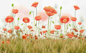 3D Yellow Poppy Meadow bright poppy flower field wall mural wallpaper for bedroom - view 2