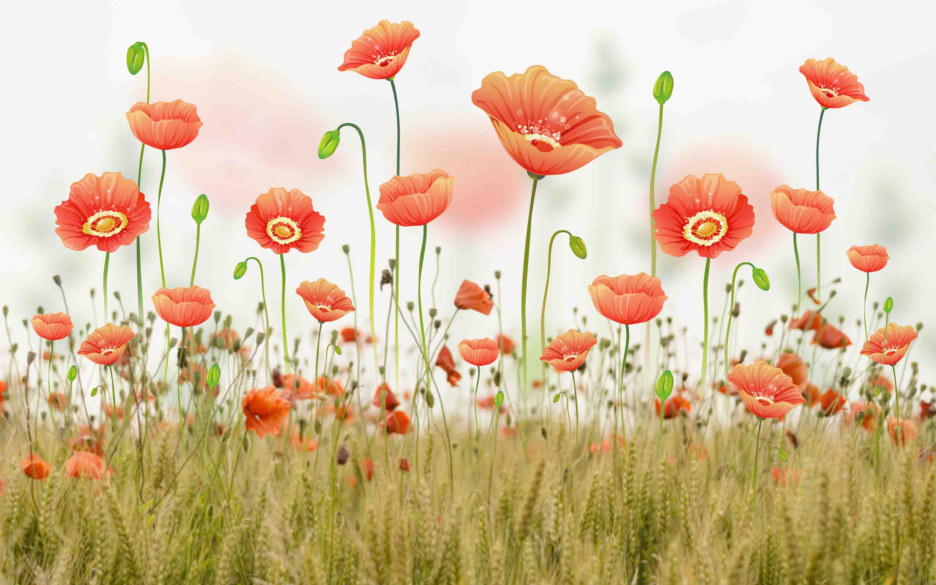 3D Yellow Poppy Meadow bright poppy flower field wall mural wallpaper for bedroom - view 2