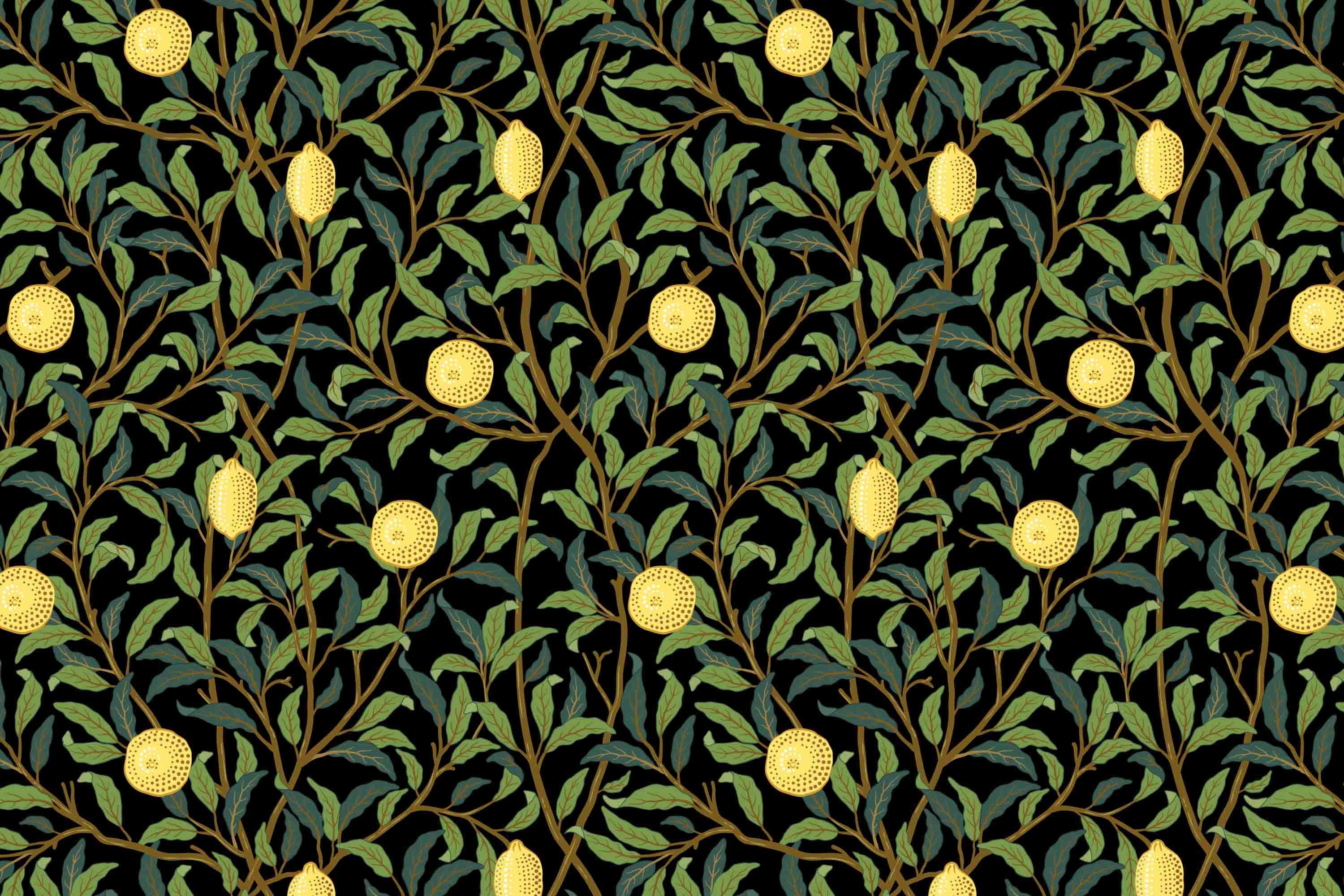 3D Vintage Lemon Green Leaf William Morris Pattern Wallpaper Wall Mural Wall Decor Wall Art Wall Sticker Remoable Wallpaper