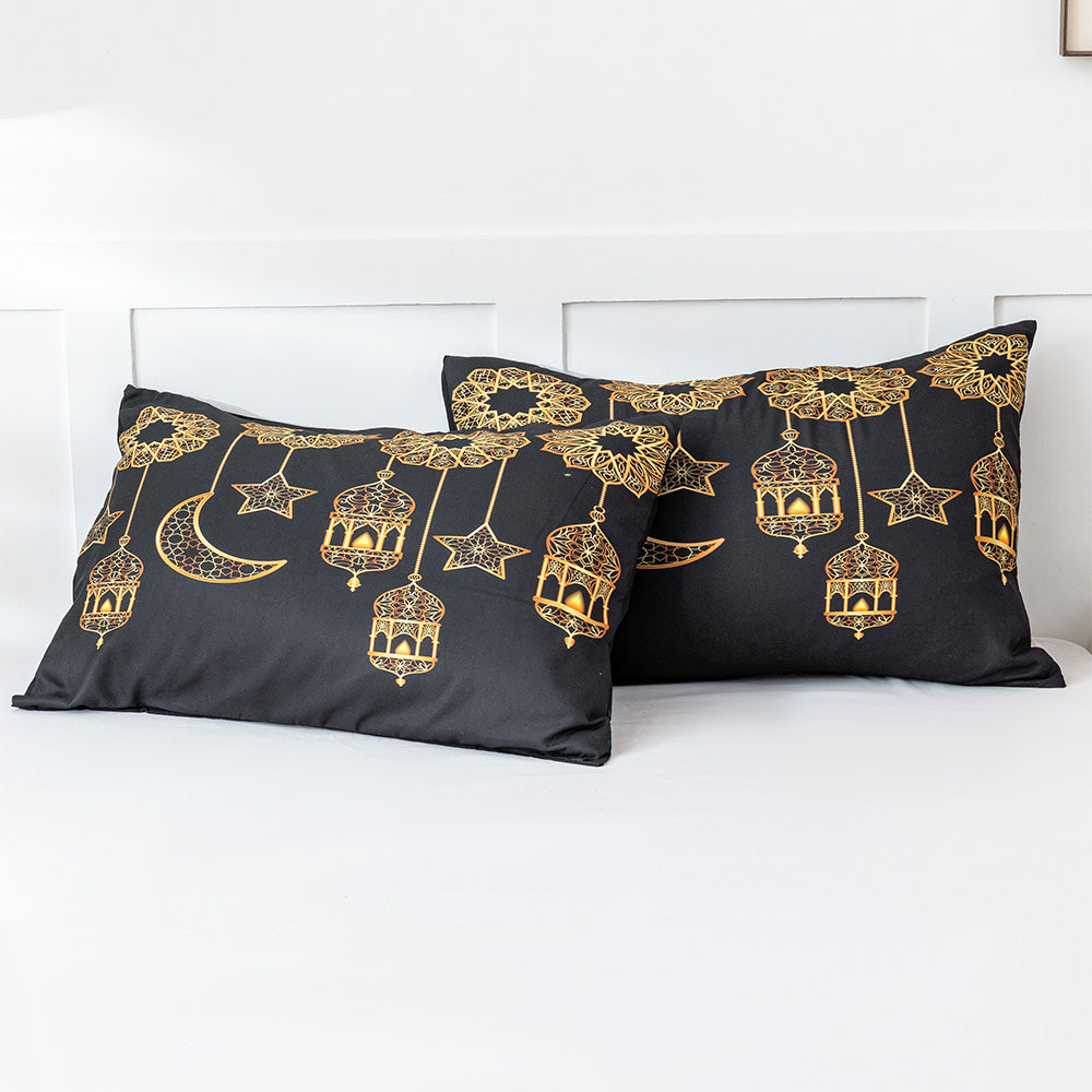 3D Lamp Black Gold Ethnic Style Quilt Cover Set Bedding Set Duvet Cover Pillowcases 555- Jess Art Decoration