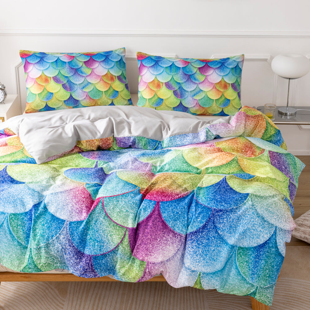 3D Scale Colorful Geometric Pattern Quilt Cover Set Bedding Set Duvet Cover Pillowcases 566- Jess Art Decoration
