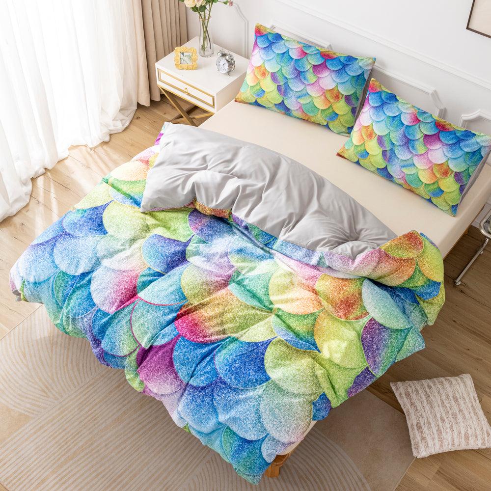 3D Scale Colorful Geometric Pattern Quilt Cover Set Bedding Set Duvet Cover Pillowcases 566- Jess Art Decoration