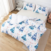 3D Blue Watercolor Pine Trees Christmas Quilt Cover Set Bedding Set Duvet Cover Pillowcases 653- Jess Art Decoration