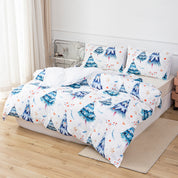 3D Blue Watercolor Pine Trees Christmas Quilt Cover Set Bedding Set Duvet Cover Pillowcases 653- Jess Art Decoration