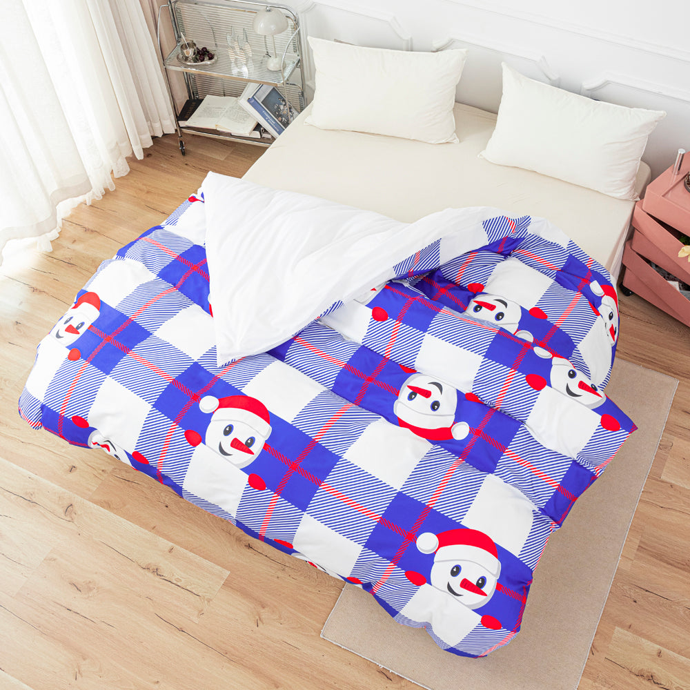 3D Snowman Blue Geometric Christmas Pattern Quilt Cover Set Bedding Set Duvet Cover Pillowcases 656- Jess Art Decoration