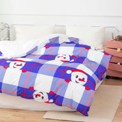 3D Snowman Blue Geometric Christmas Pattern Quilt Cover Set Bedding Set Duvet Cover Pillowcases 656- Jess Art Decoration