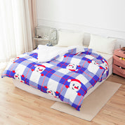 3D Snowman Blue Geometric Christmas Pattern Quilt Cover Set Bedding Set Duvet Cover Pillowcases 656- Jess Art Decoration