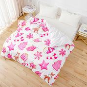 3D Pink Snowflake Deer Gift Christmas Quilt Cover Set Bedding Set Duvet Cover Pillowcases 665- Jess Art Decoration