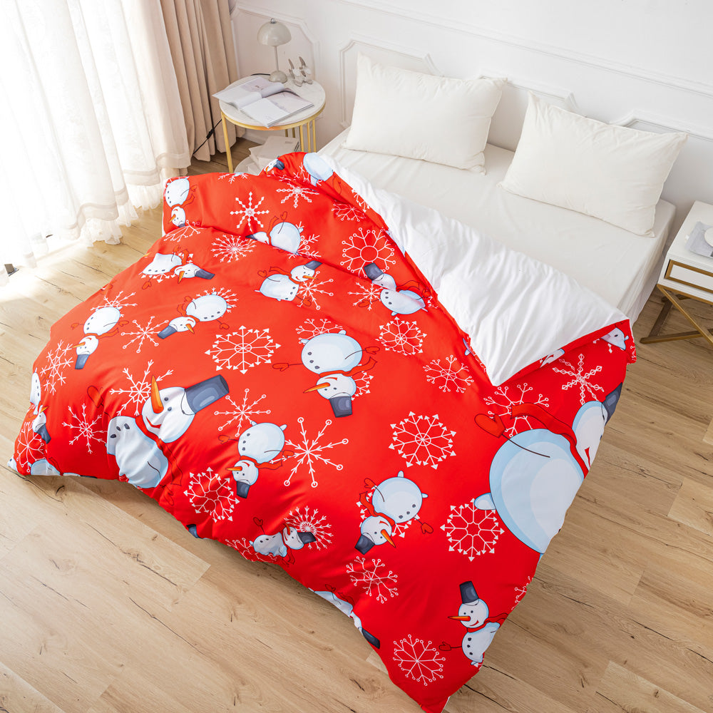 3D Snowman Snowflake Christmas Pattern Quilt Cover Set Bedding Set Duvet Cover Pillowcases 667- Jess Art Decoration