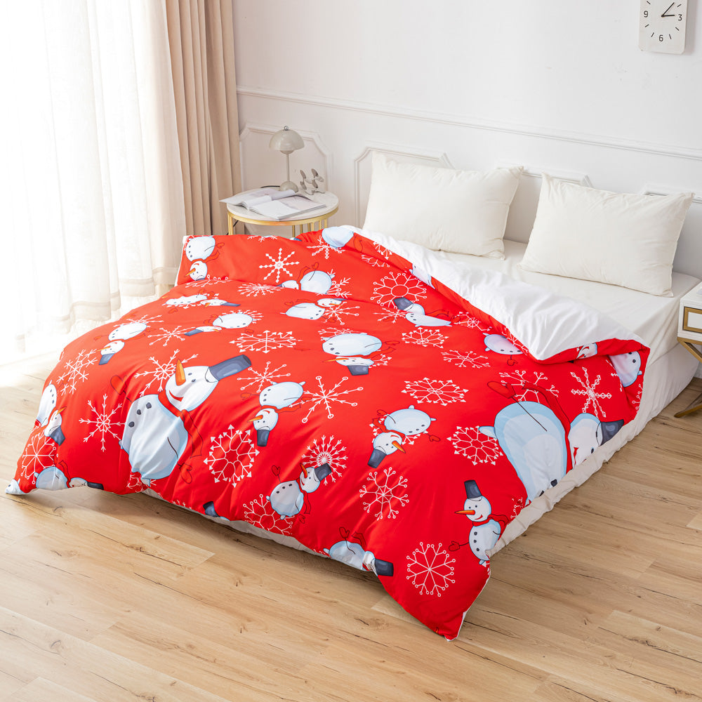 3D Snowman Snowflake Christmas Pattern Quilt Cover Set Bedding Set Duvet Cover Pillowcases 667- Jess Art Decoration