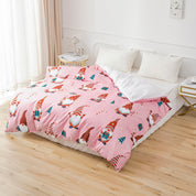 3D Pink Santa Claus Pine Trees Christmas Pattern Quilt Cover Set Bedding Set Duvet Cover Pillowcases 676- Jess Art Decoration