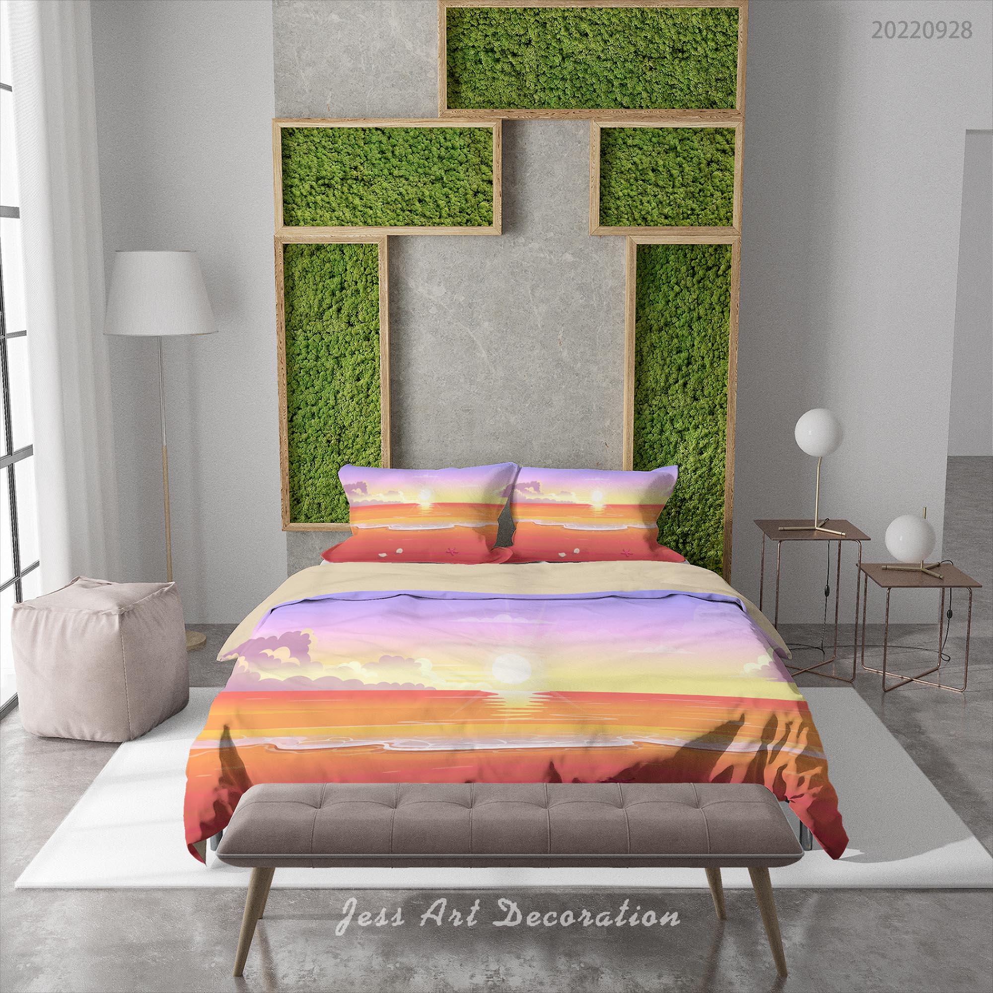 3D Sandbeach Sea Sunrise Sky Quilt Cover Set Bedding Set Duvet Cover Pillowcase 328