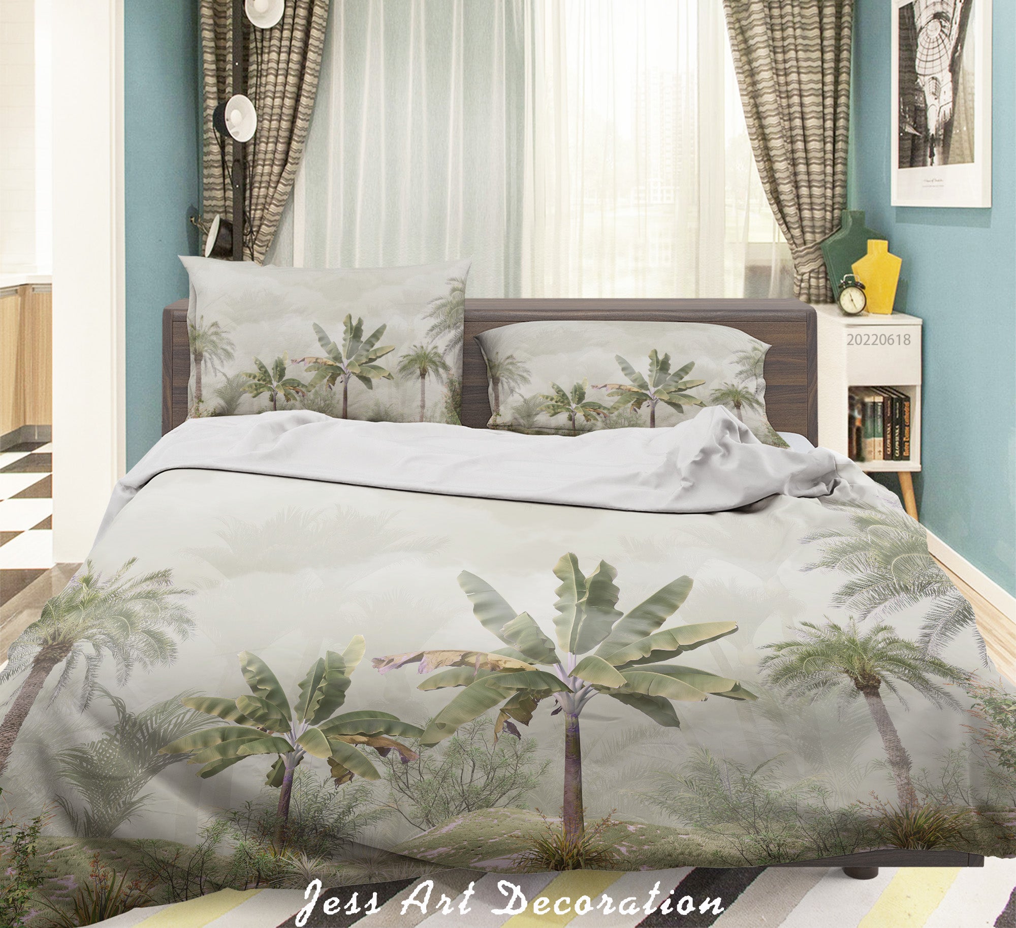 3D Forest Tree Pale Green Quilt Cover Set Bedding Set Duvet Cover Pillowcase 678