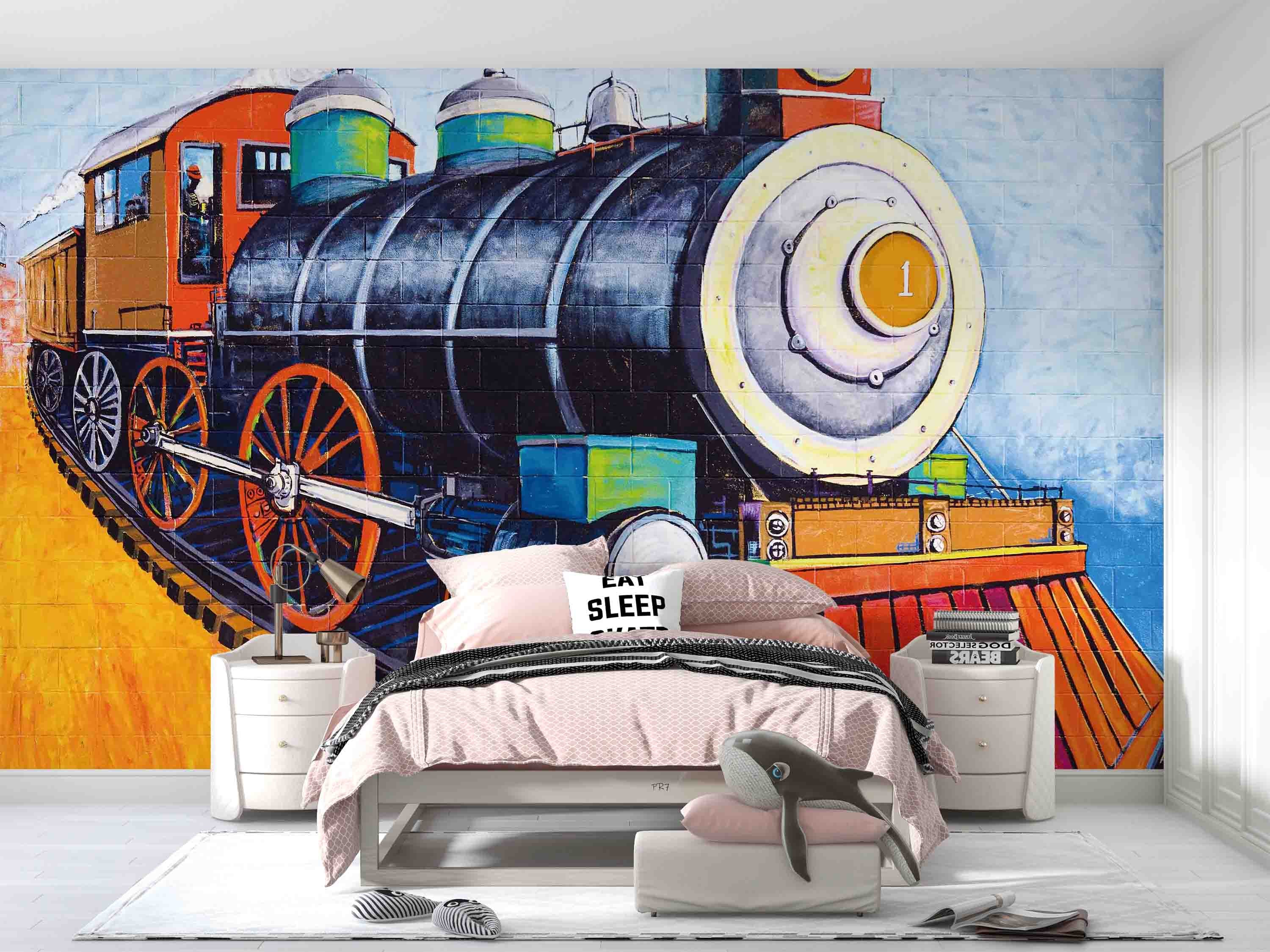 3D Vintage Locomotive Rails Wall Mural Wallpaper GD 4480- Jess Art Decoration
