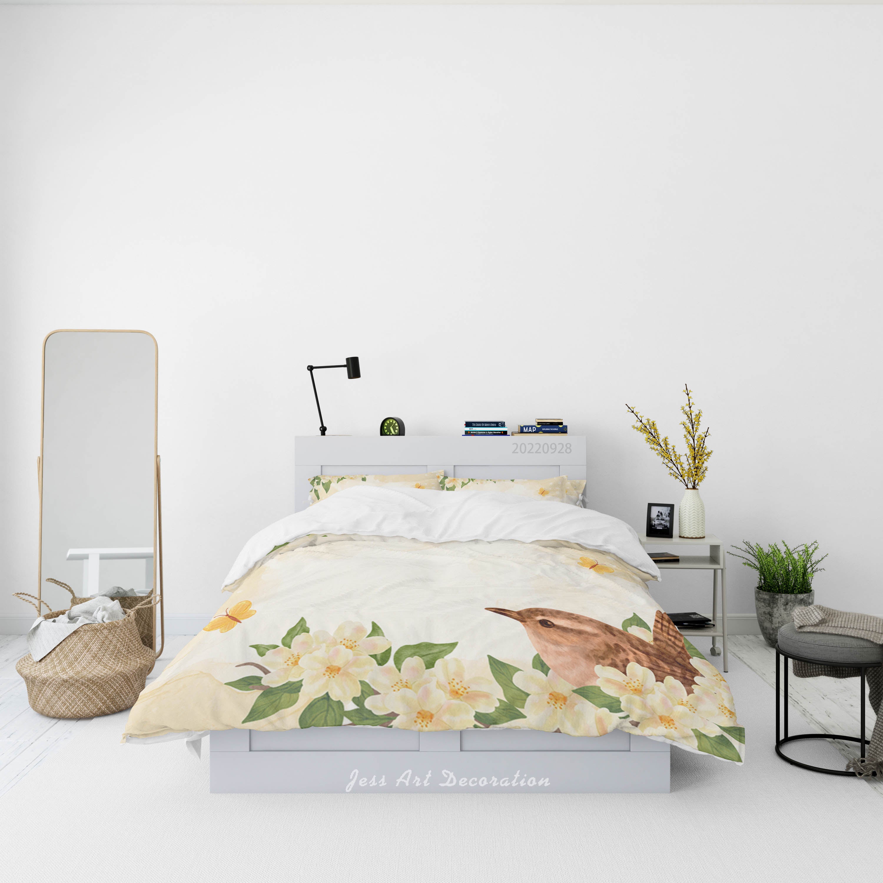 3D Floral Morning Glory Leaf Bird Butterfly Quilt Cover Set Bedding Set Duvet Cover Pillowcase 363
