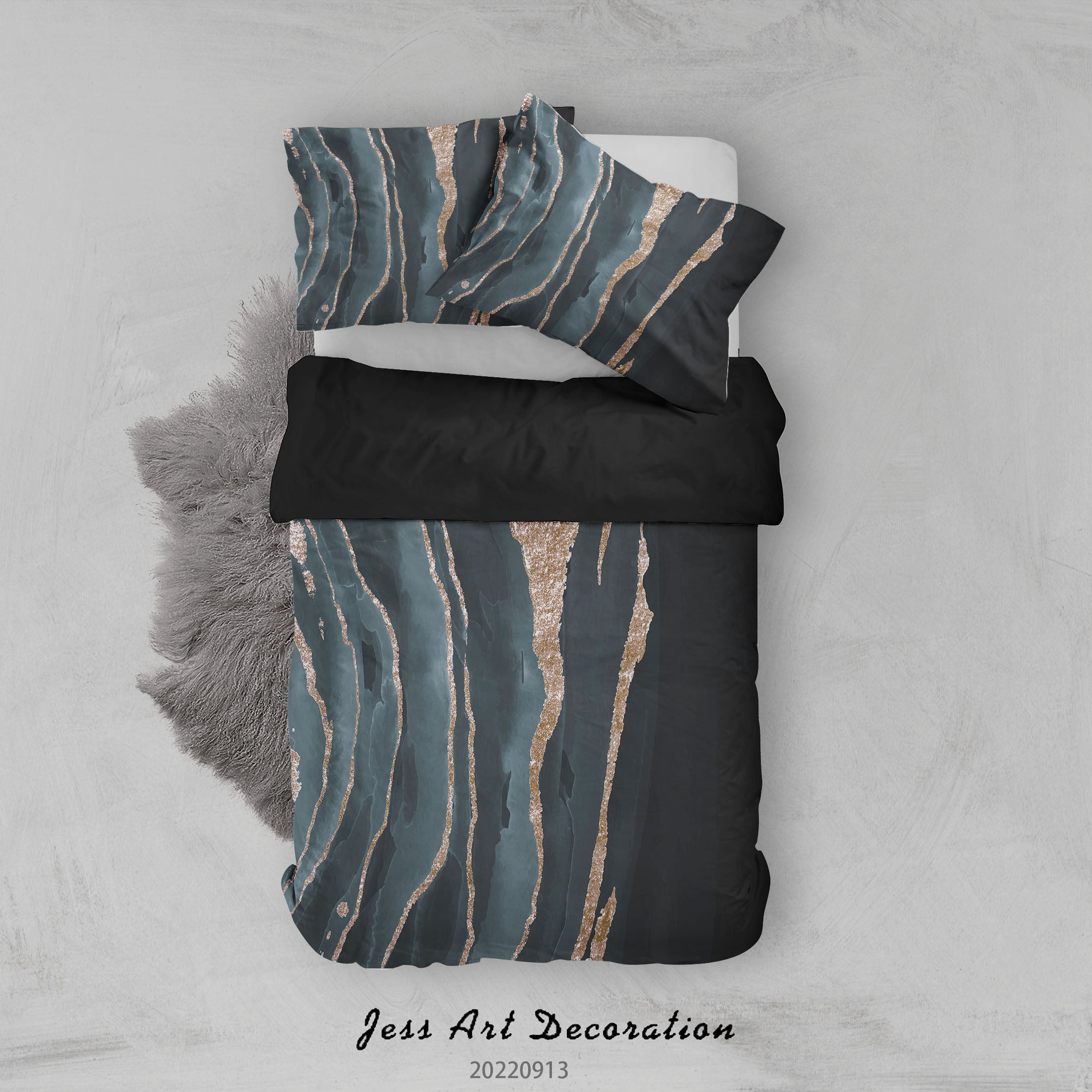 3D Ink And Wash Fluid Wave Quilt Cover Set Bedding Set Duvet Cover Pillowcase 129