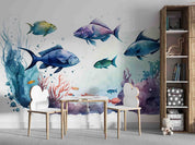 3D Animal Fish Coral Sea Bubble Wall Mural Wallpaper YXL 08