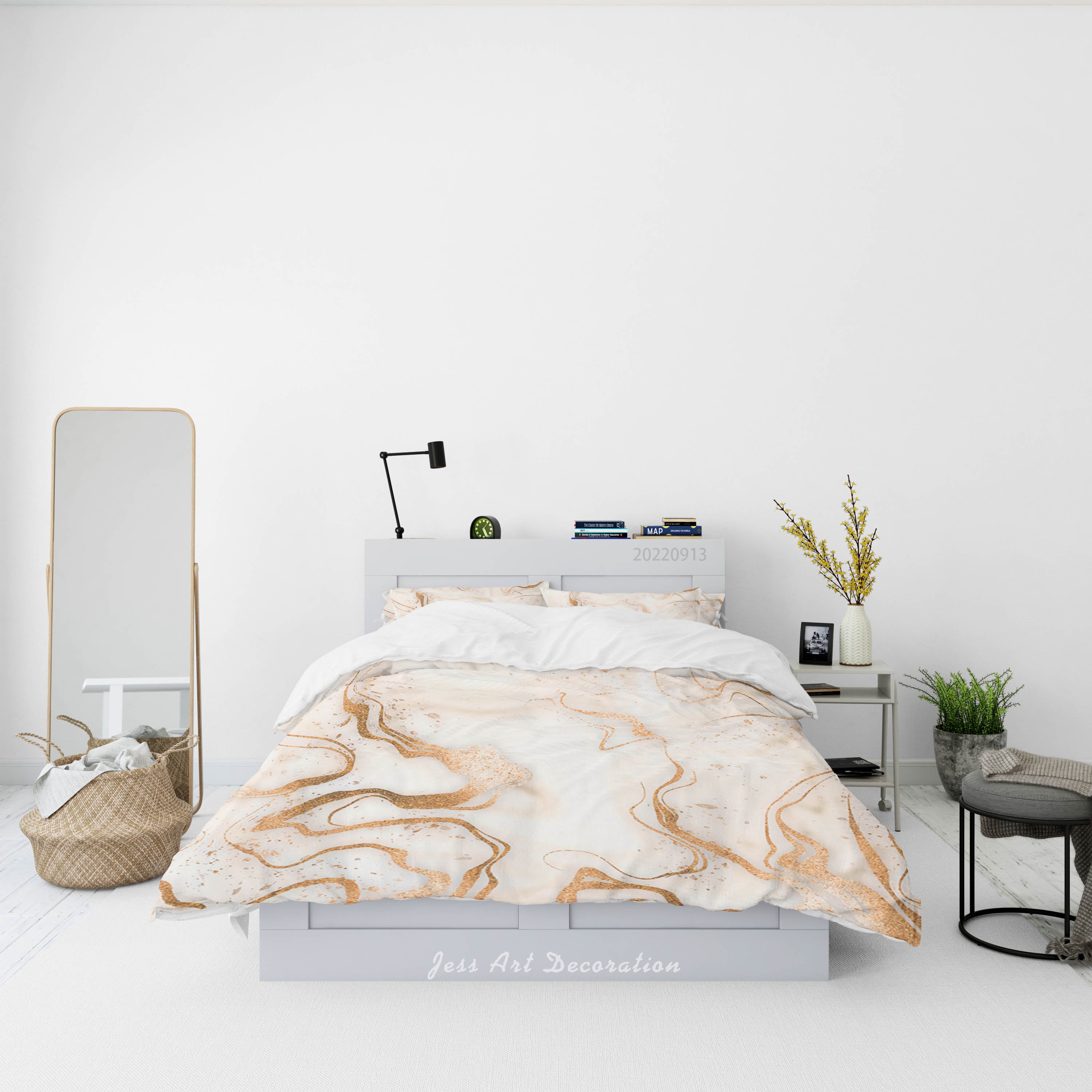 3D Ink And Wash Fluid Ripple Lvory White Quilt Cover Set Bedding Set Duvet Cover Pillowcase 115