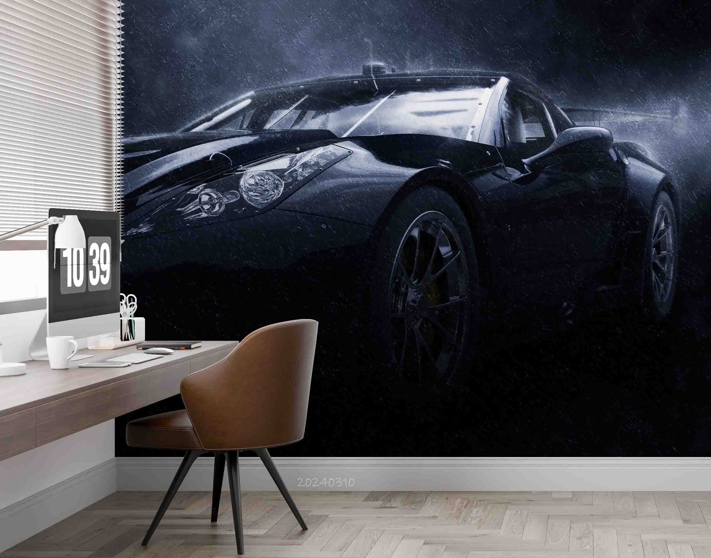 3D Black Sports Car Wallpaper Wall Mural Wall Decor Wall Art Wall Sticker Remoable Wallpaper