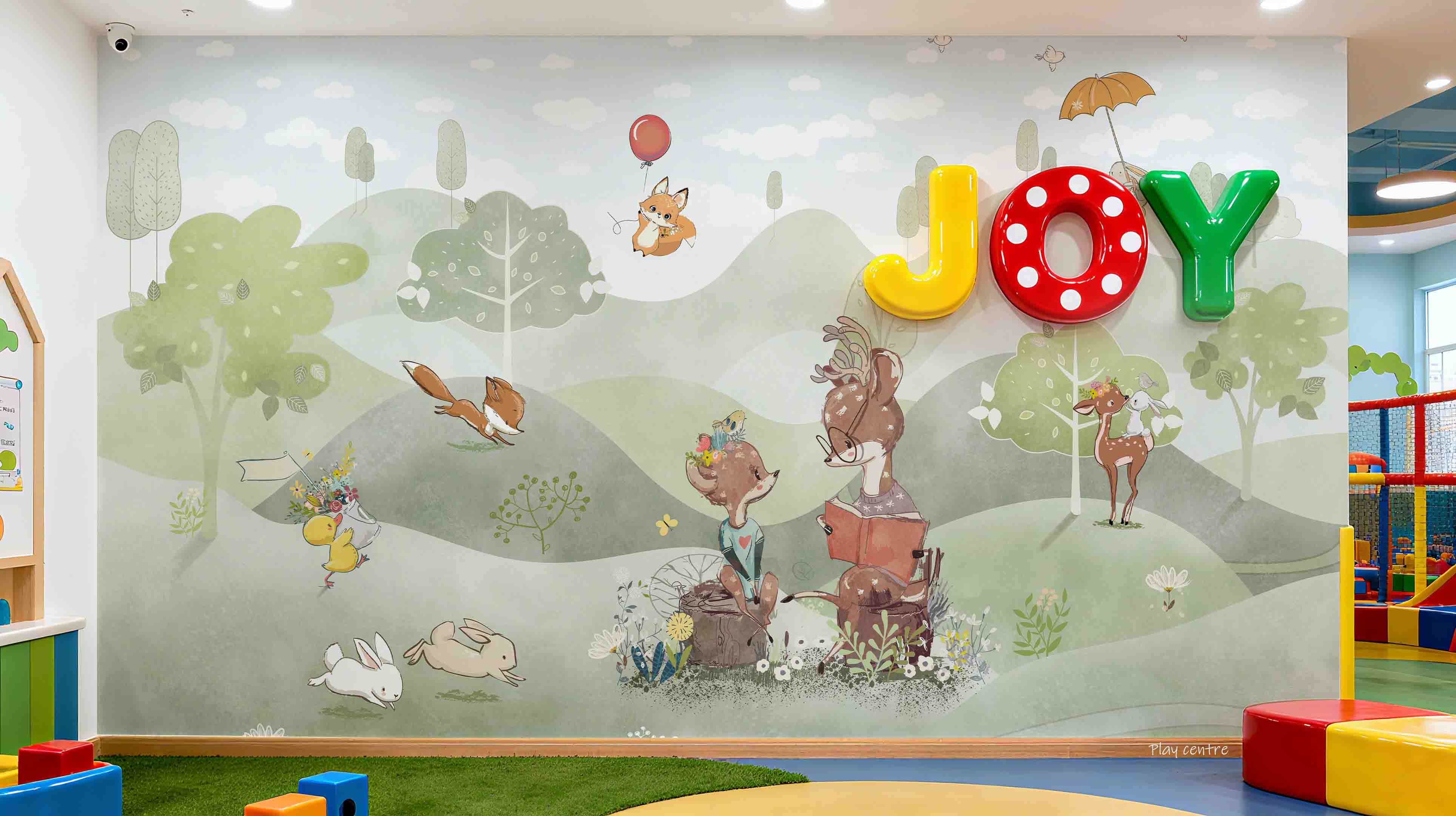 3D Play Centre Amusement Park Funfair Carnie Cartoon Animals Mountains Wall Mural Wallpaper 9