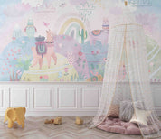 3D Flower Alpaca Mountain Rain Cloud Cactus Wall Mural Wallpaper YXL 407