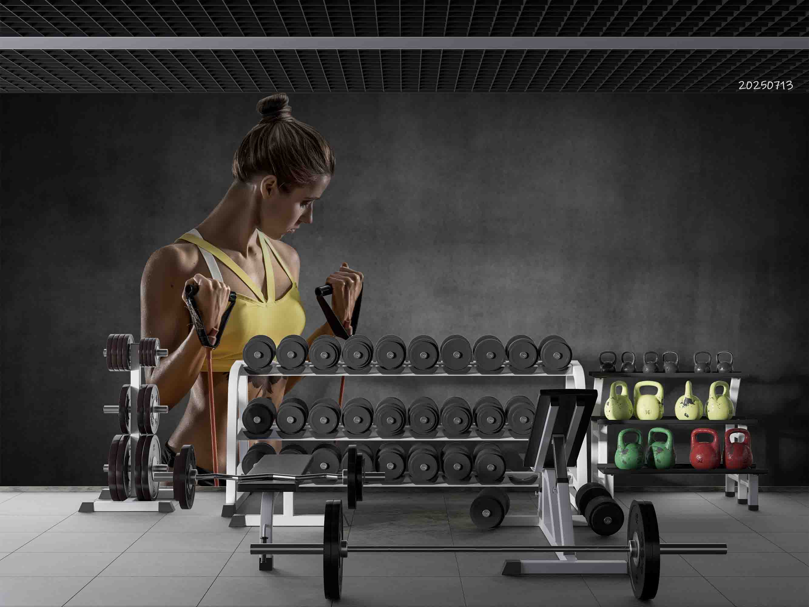 3D Gym Fitness Gymnasium Dumbbell Wall Mural Wallpaper 26