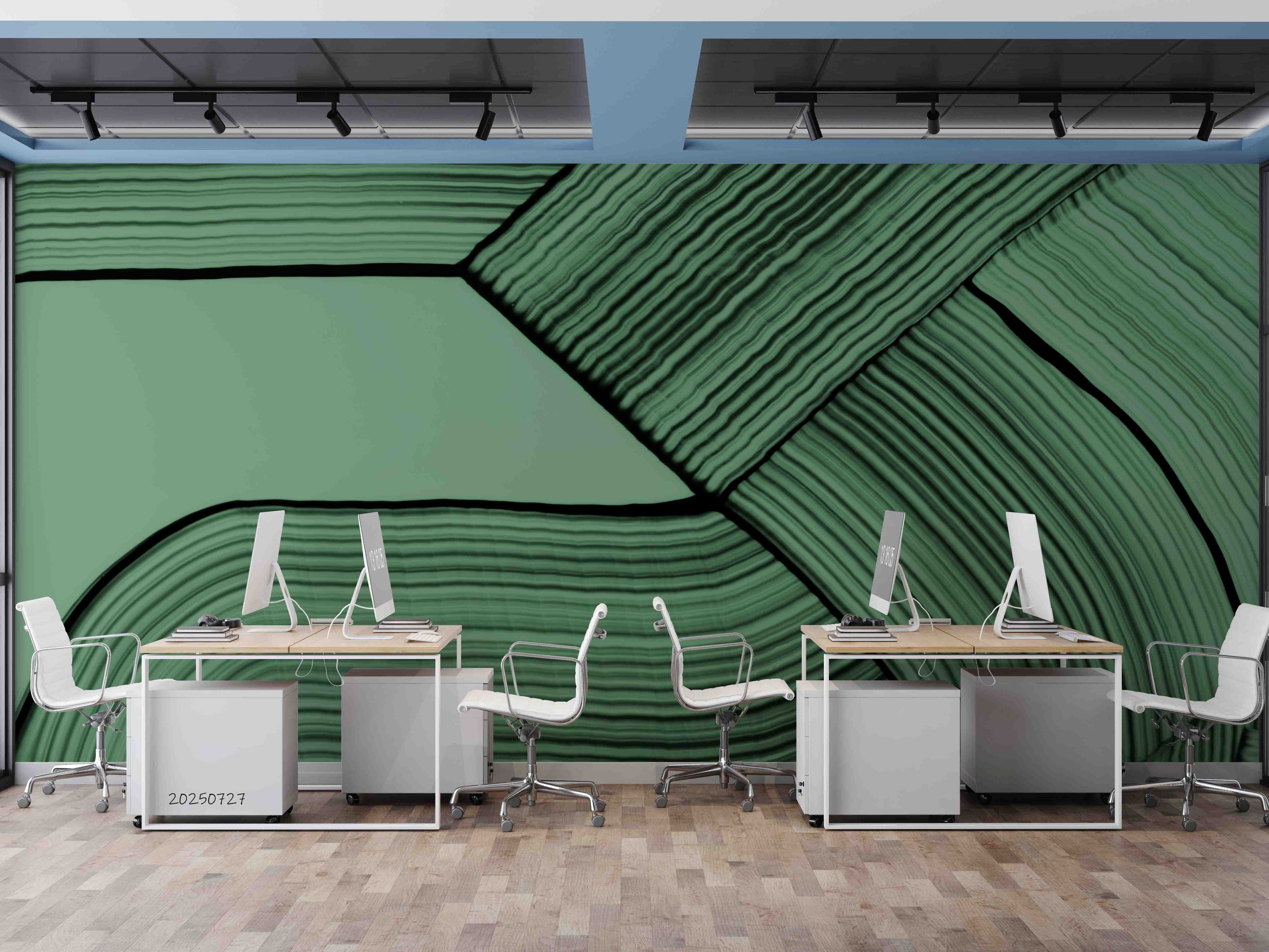 3D Office Business Commerce Green Geometric Modern Abstract Wall Mural Wallpaper 22
