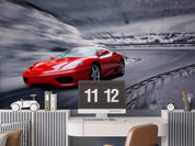 3D Red Sports Car Pattern Wall Mural Wall Decor Wall Art Wall Sticker Remoable Wallpaper
