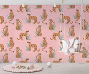 3D Tropical Pink Leaf Animal Leopard Wallpaper Wall Mural Wall Decor Wall Art Wall Sticker Remoable Wallpaper LQH 18