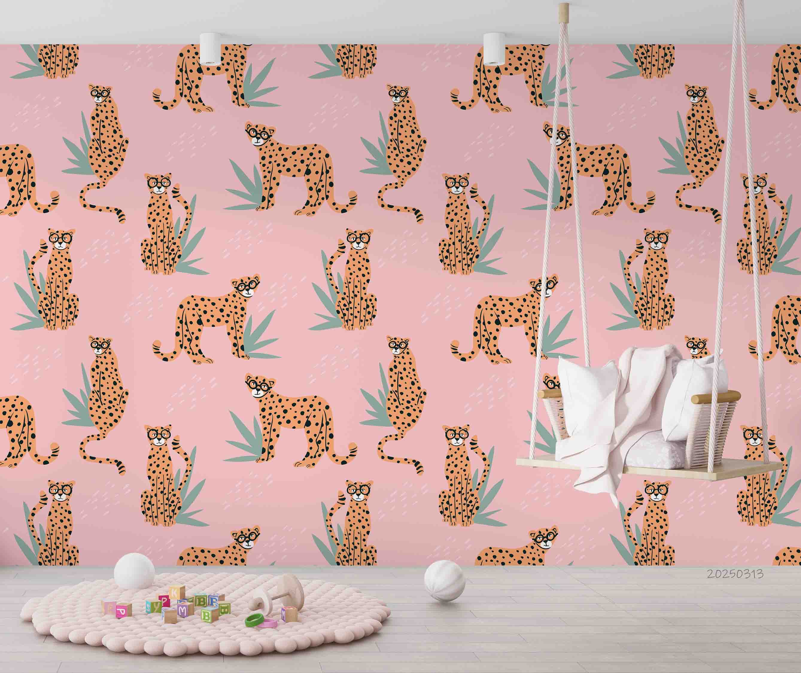 3D Tropical Pink Leaf Animal Leopard Wallpaper Wall Mural Wall Decor Wall Art Wall Sticker Remoable Wallpaper LQH 18