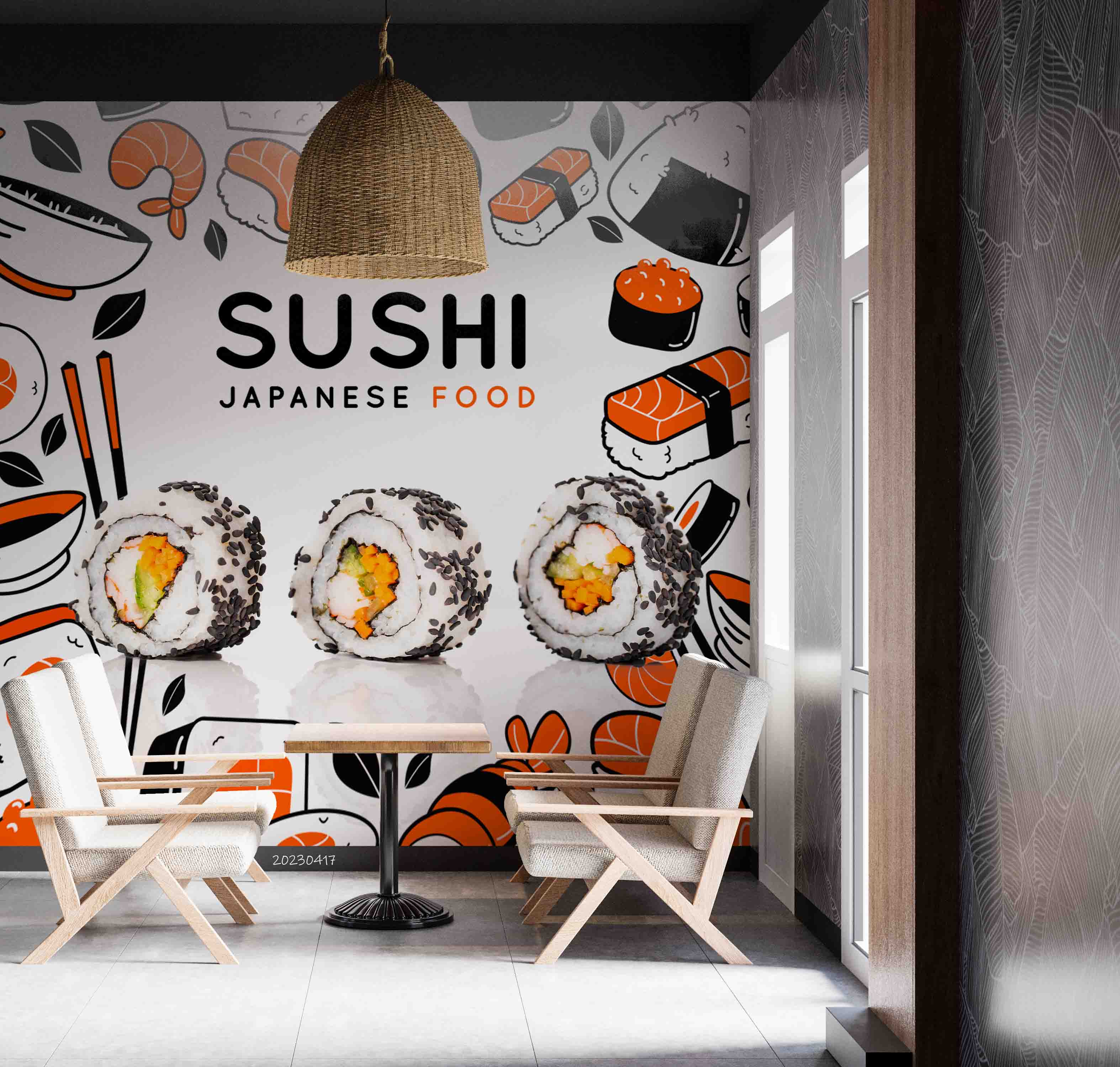 3D Japanese Restaurant Sushi Wall Mural Wallpaper GD 5489- Jess Art Decoration