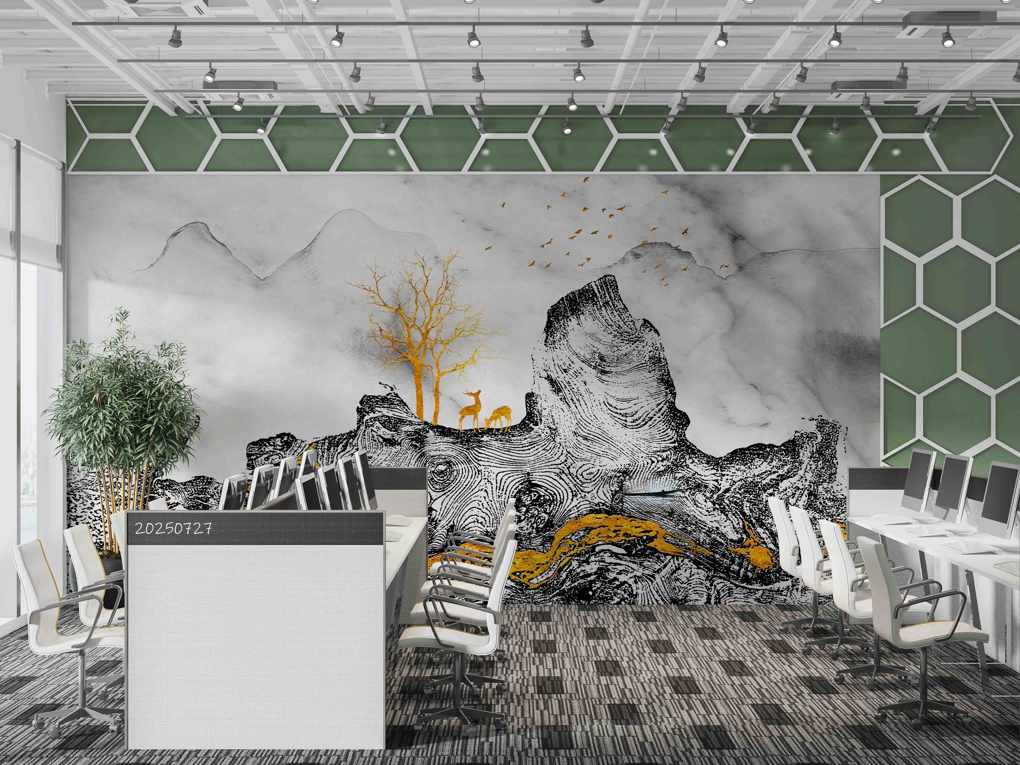 3D Office Business Commerce Ink Painting Wall Mural Wallpaper 41