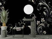 3D Black Floral Leaf Background Wallpaper Wall Mural Wall Decor Wall Art Wall Sticker Remoable Wallpaper