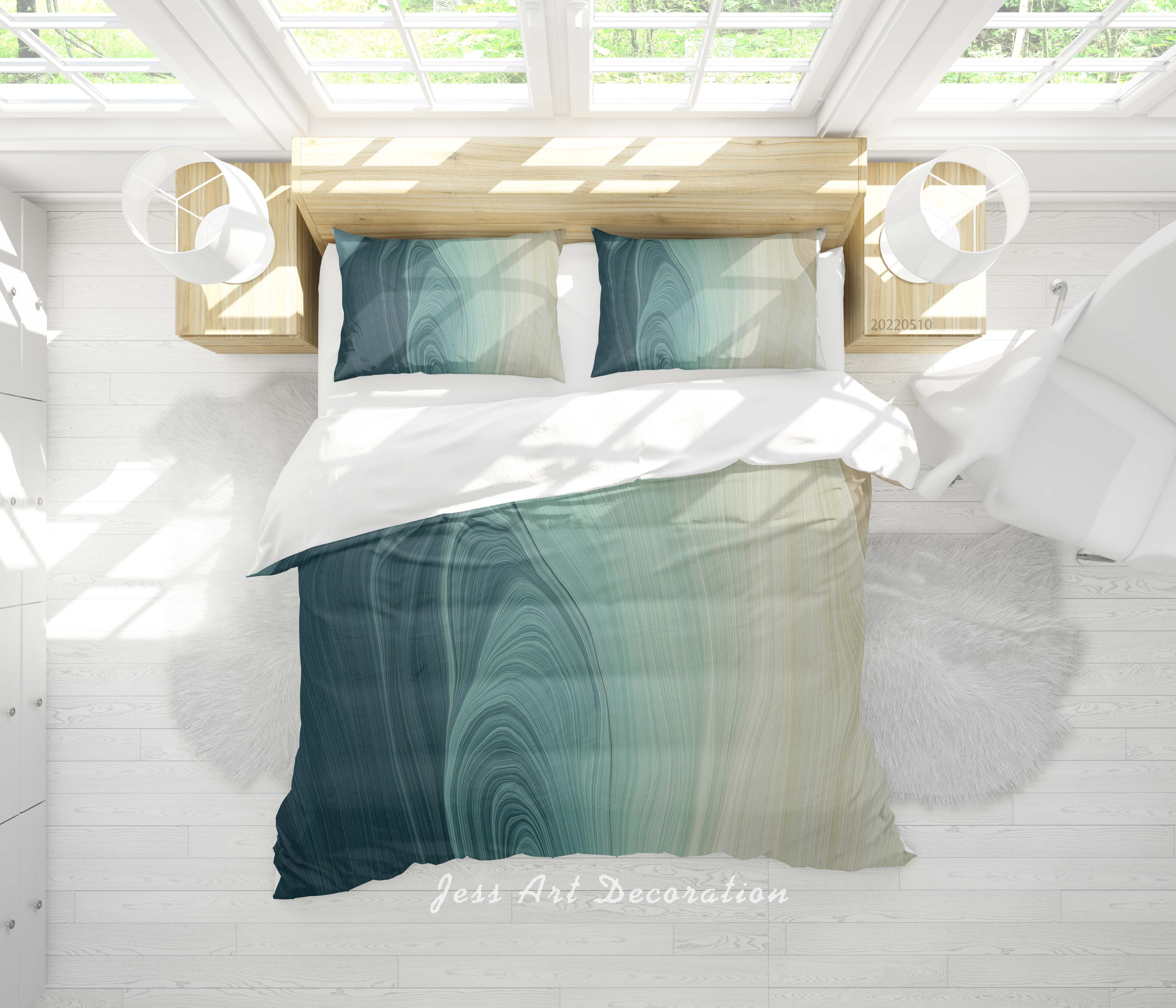 Copy of 3D Leaf White Quilt Cover Set Bedding Set Duvet Cover Pillowcase 24
