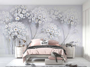 3D Flower Dried Flower White Wall Mural Wallpaper YXL 06- Jess Art Decoration