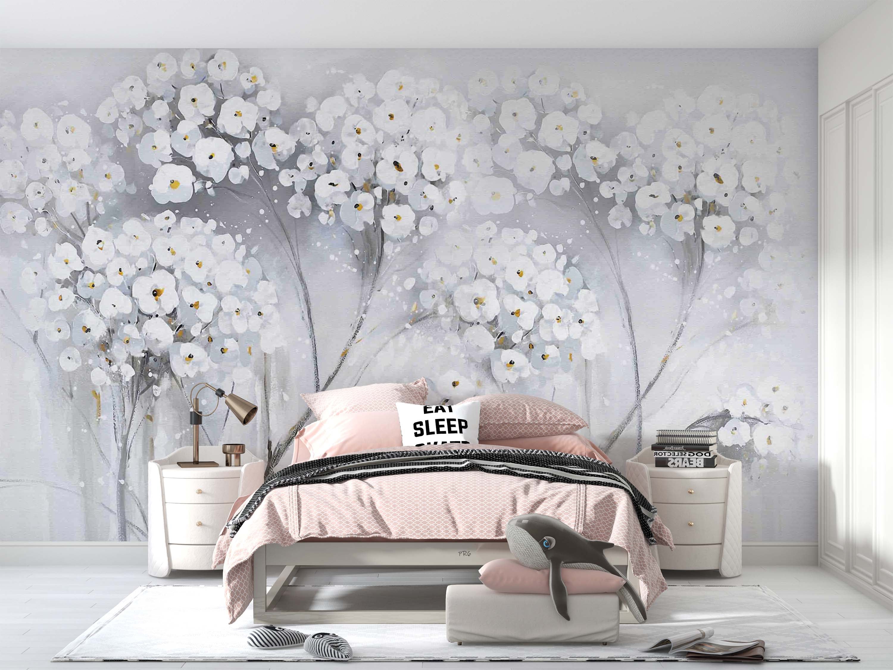 3D Flower Dried Flower White Wall Mural Wallpaper YXL 06- Jess Art Decoration