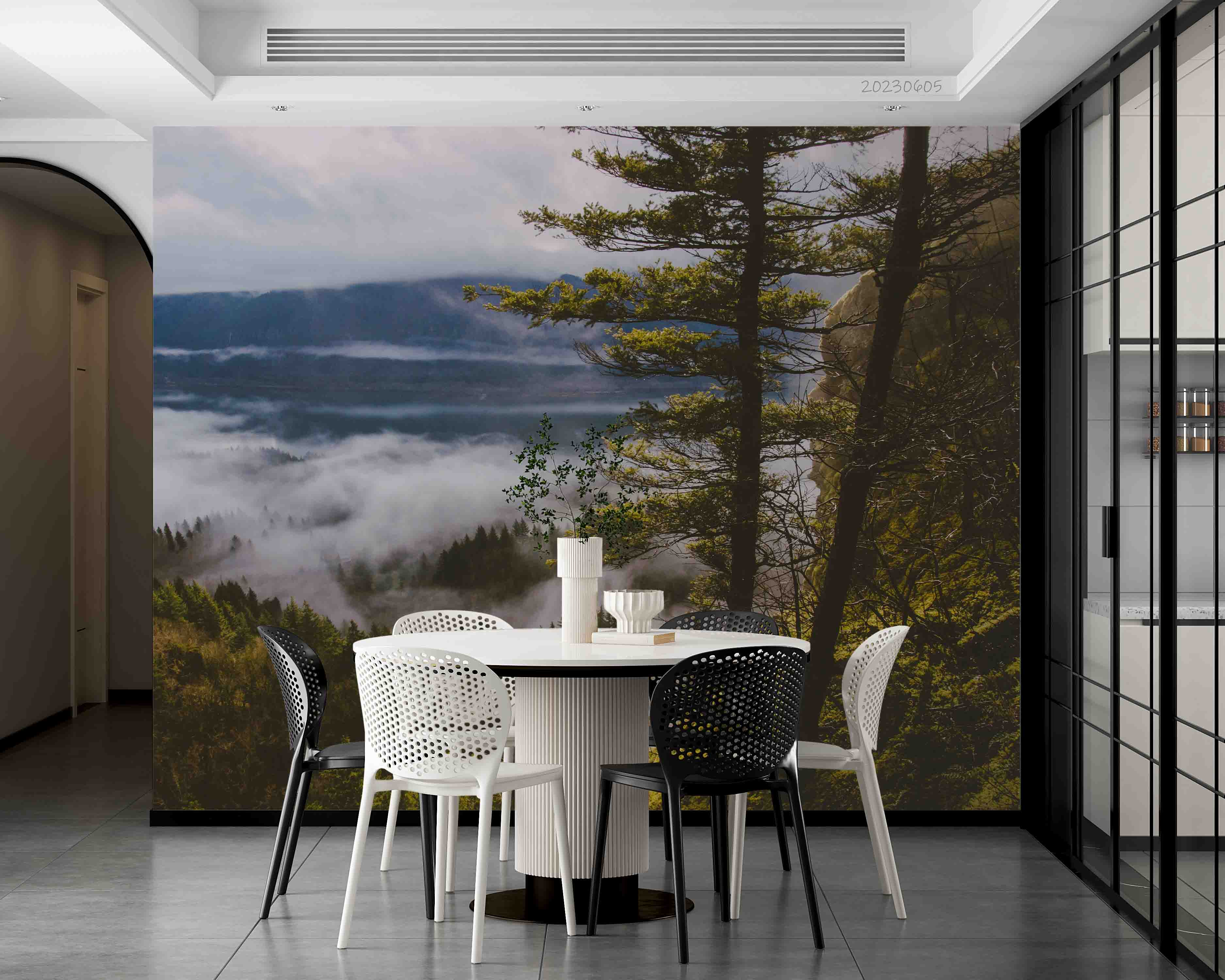 3D Scenery Forest Tree Fog Cloud Bluesky Wall Mural Wallpaper YXL 13- Jess Art Decoration