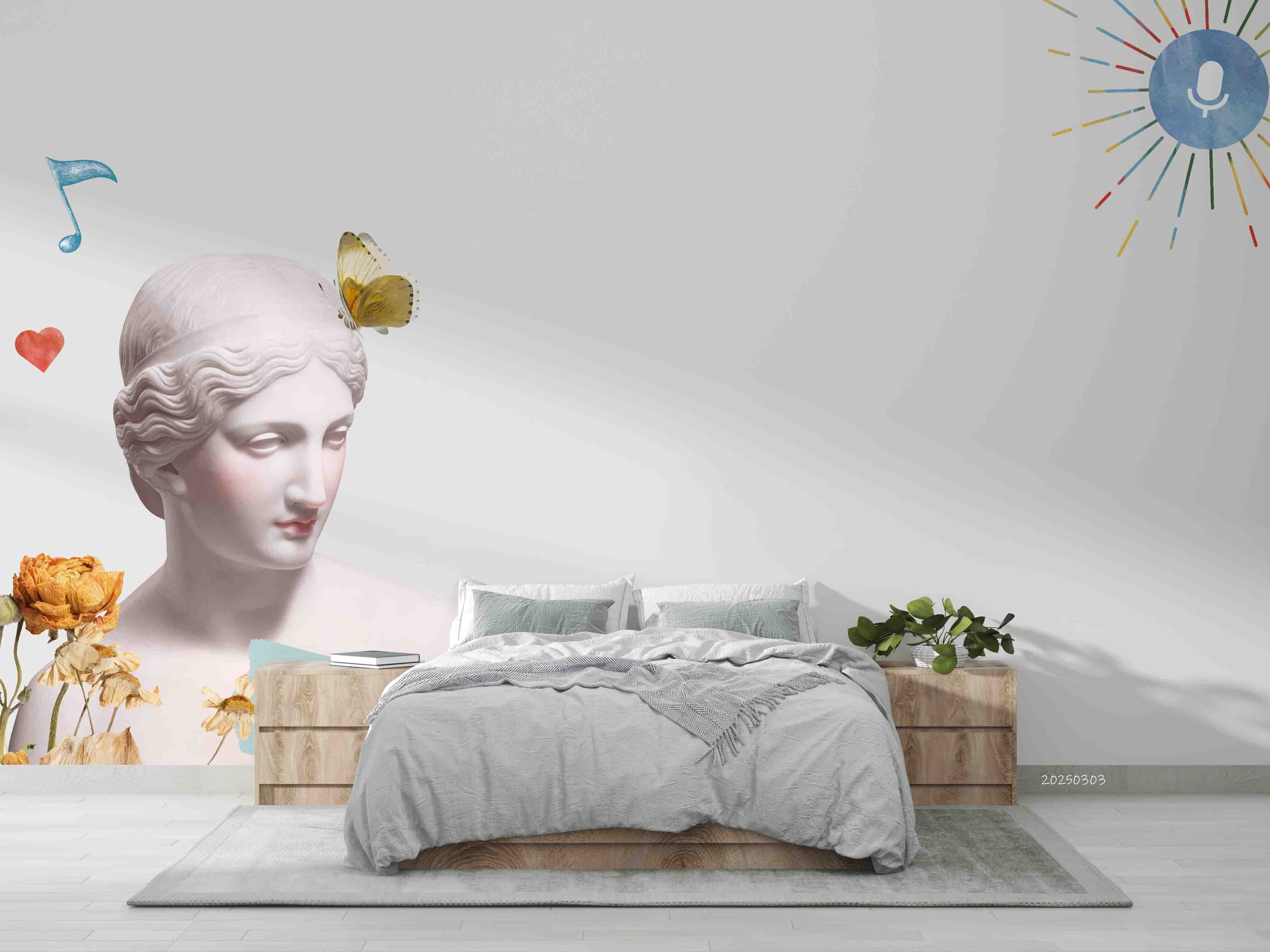 3D White Art Sculpture Pattern Background Wallpaper Wall Mural Wall Decor Wall Art Wall Sticker Remoable Wallpaper LQH