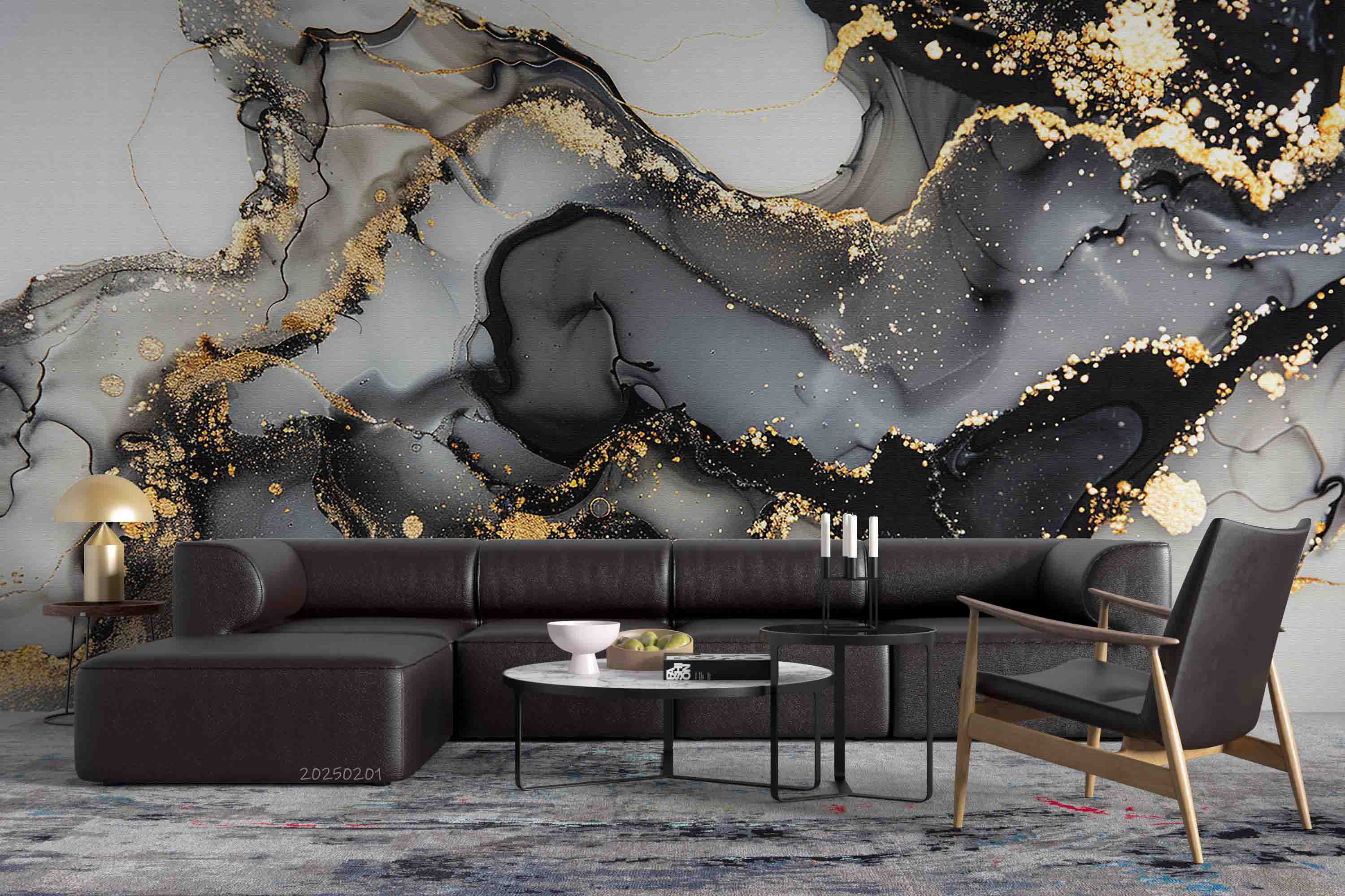3D Watercolor Black Marble Texture Wallpaper Wall Mural Wall Decor Wall Art Wall Sticker Remoable Wallpaper LQH 10
