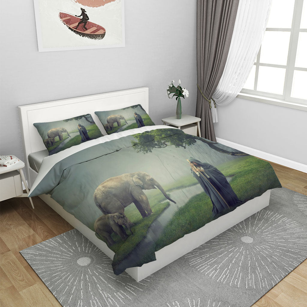 3D Tree Elephant Sea Grassland Person Quilt Cover Set Bedding Set Duvet Cover Pillowcases 1215