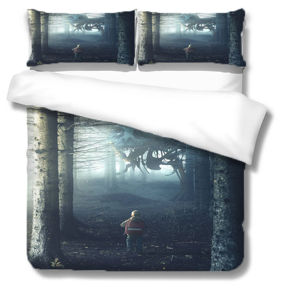 3D Tree Monster Grassland Person Quilt Cover Set Bedding Set Duvet Cover Pillowcases 1216